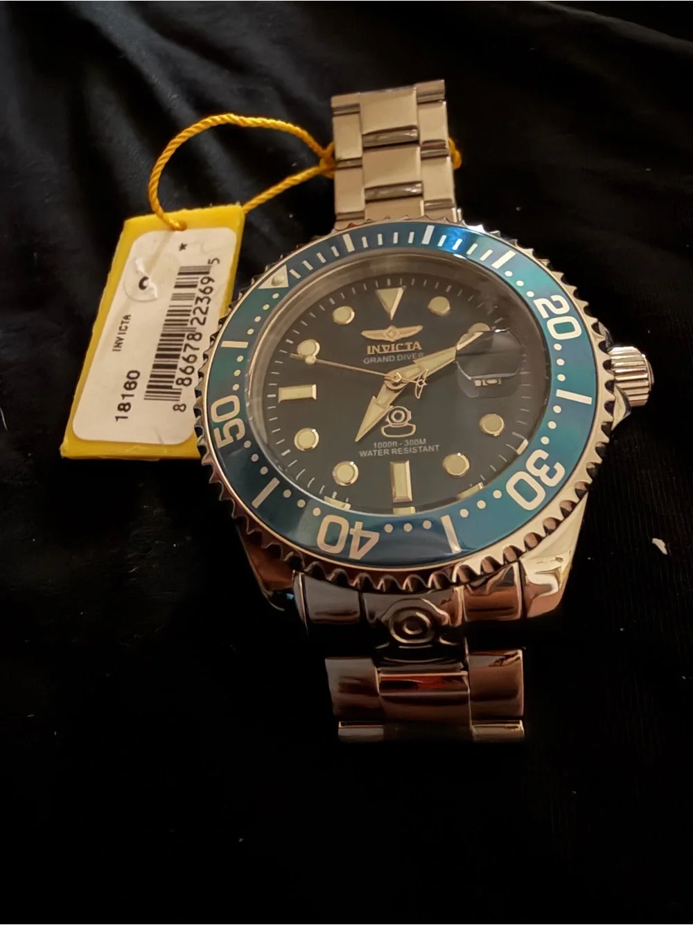 Invicta Silver Stainless Steel Men's Automatic Watch with Blue Dial